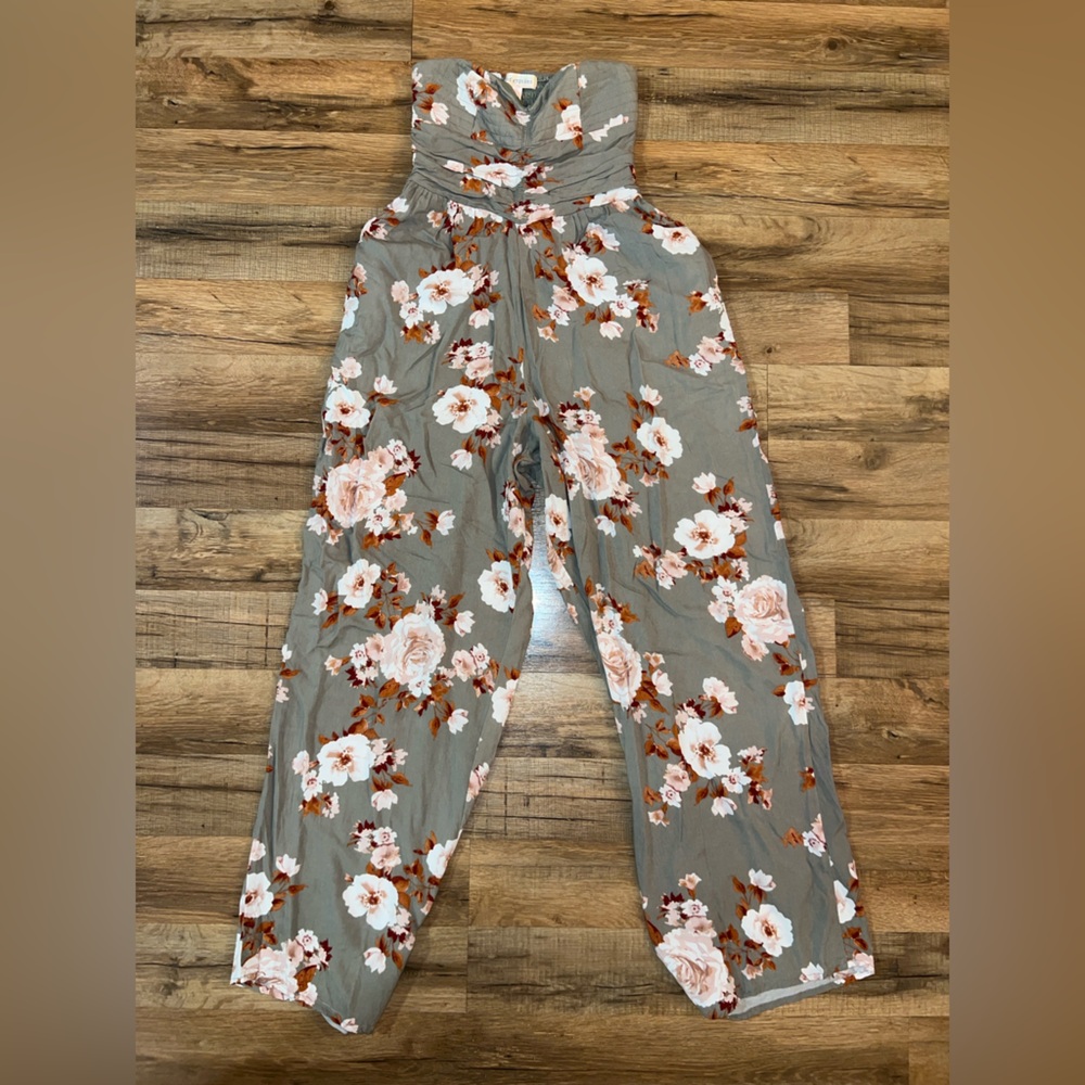Band of Gypsies sage  Floral Jumpsuit